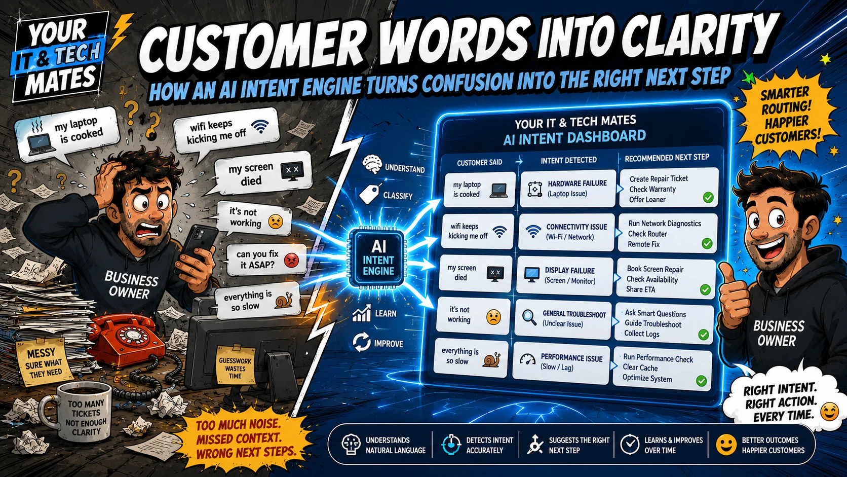 Intent engine turning customer words into a clear next step