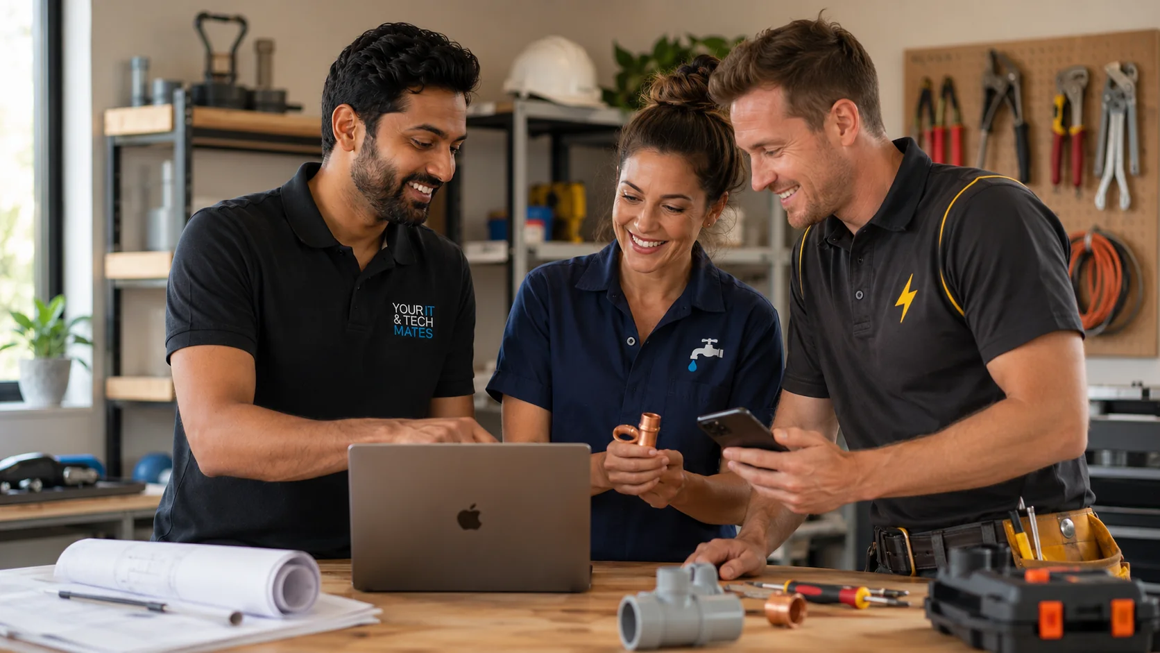 Your IT & Tech Mates technician helping plumbing and electrical trade business owners with websites, AI integration and workflow automation in Melbourne.